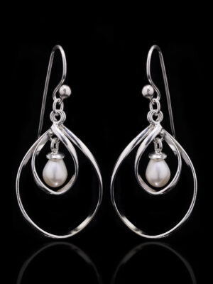 Silver pear; Earrings