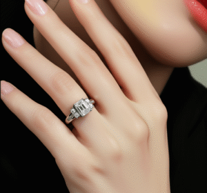 Emerald Cut Moissanite Ring - navkar jewels